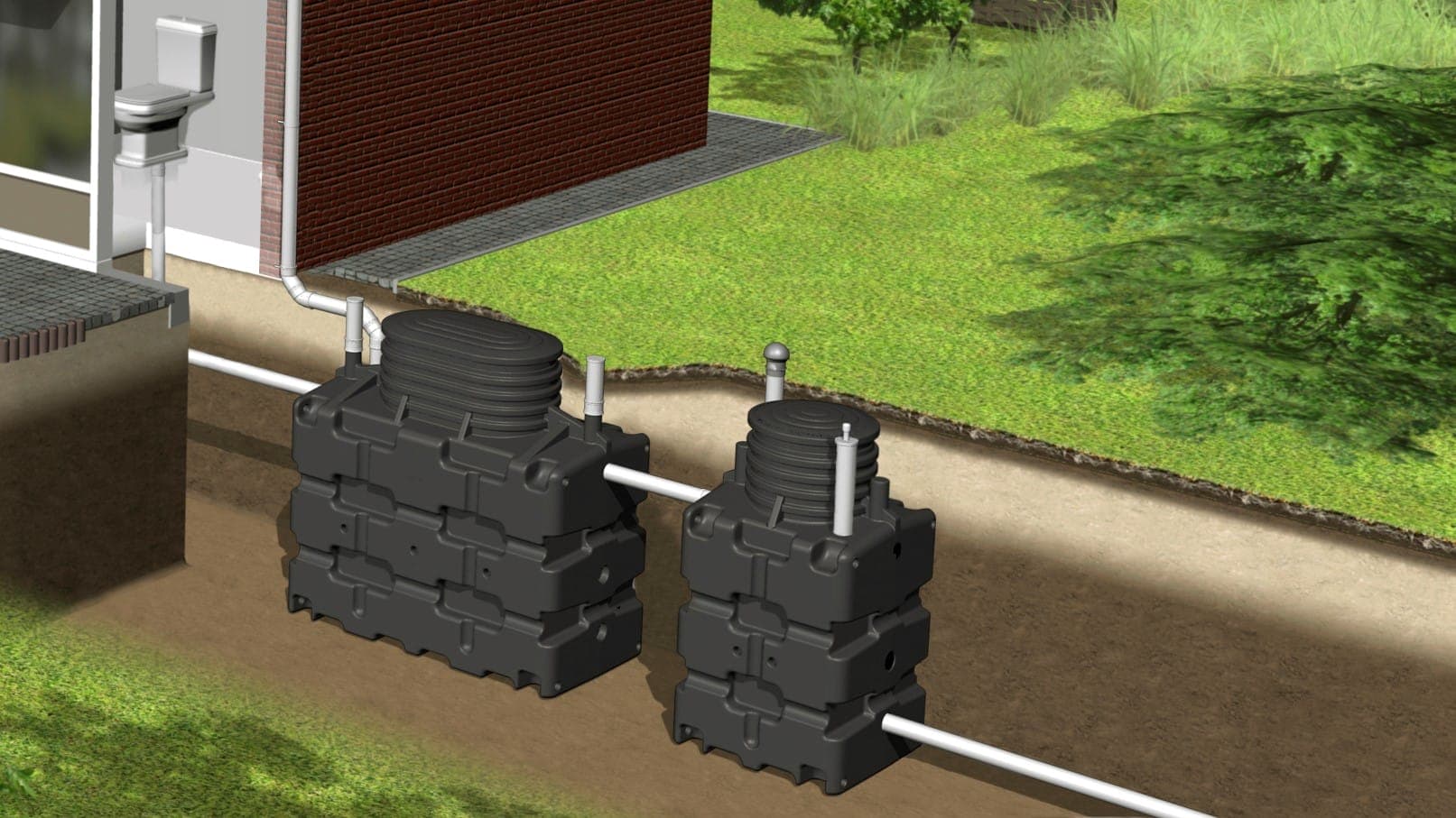 Wastewater into ECOROCK tank